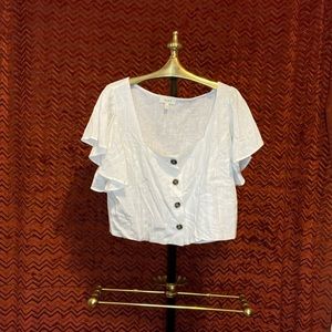 White Linen Crop Top